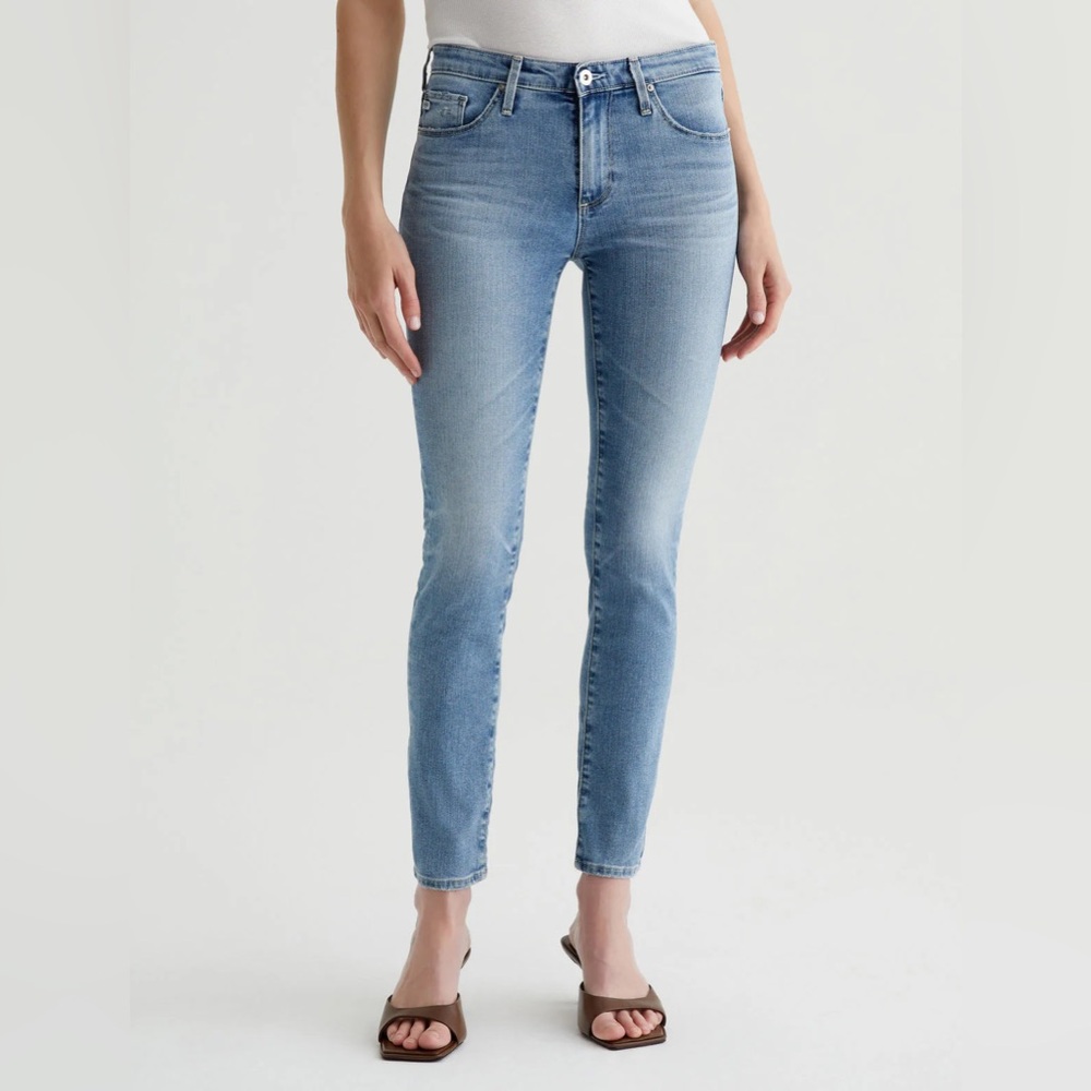 Ag Adriano Goldschmied Light Blue Prima Ankle Cigarette Leg Skinny Jeans Size 25